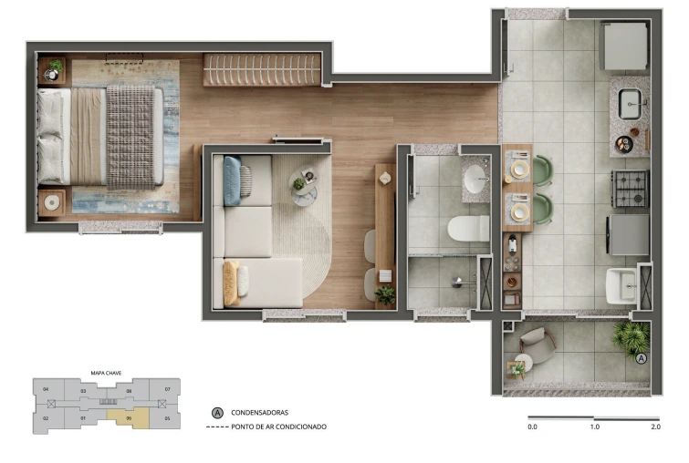 Planta 38,26 m² Portal Jardim de Lyra