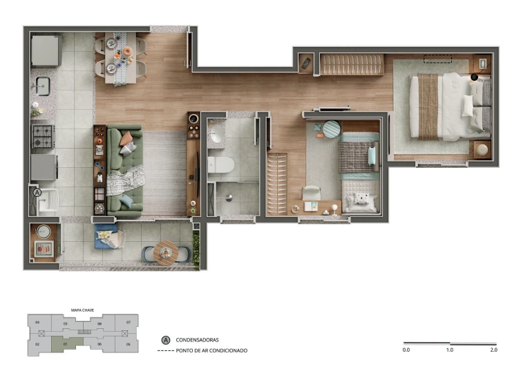 Planta 48,05 m² Portal Jardim de Lyra
