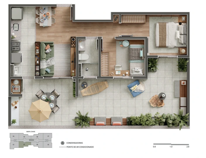Planta 48,05 m² com terraço Portal Jardim de Lyra